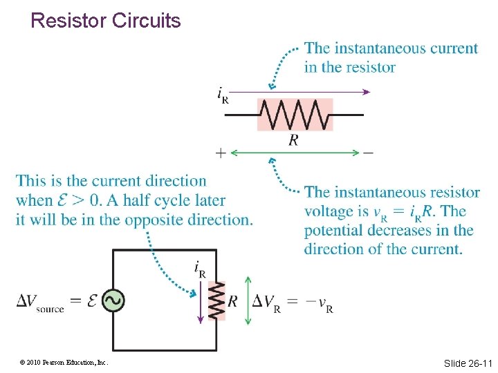 Resistor Circuits © 2010 Pearson Education, Inc. Slide 26 -11 Resistor Circuits © 2010 Pearson Education, Inc. Slide 26 -11