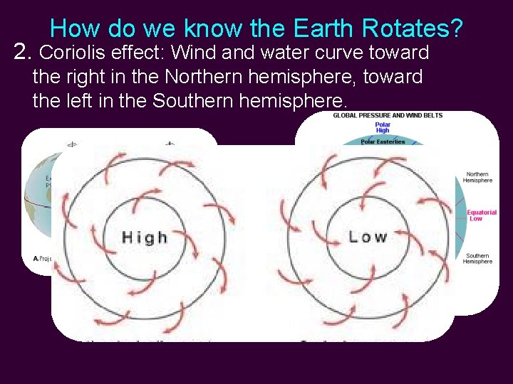How do we know the Earth Rotates? 2. Coriolis effect: Wind and water curve