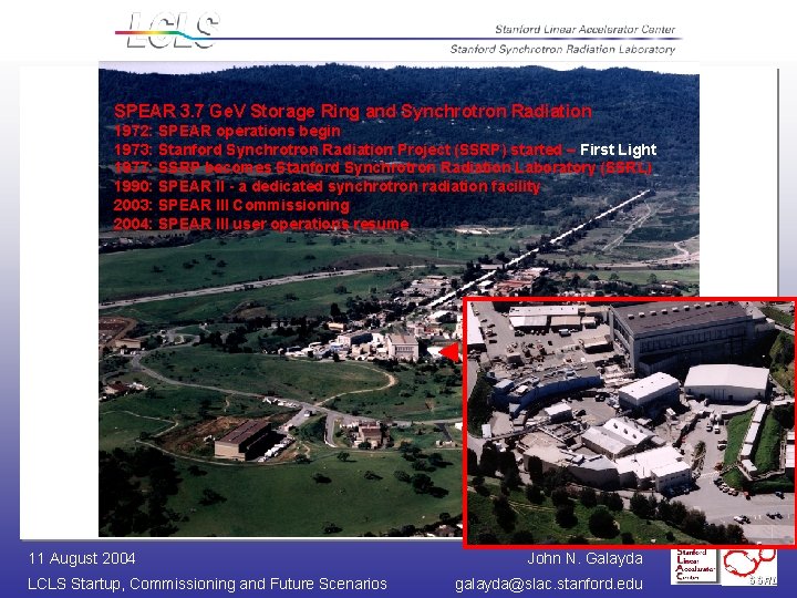 SPEAR 3. 7 Ge. V Storage Ring and Synchrotron Radiation 1972: SPEAR operations begin