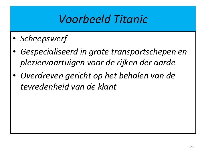 Voorbeeld Titanic • Scheepswerf • Gespecialiseerd in grote transportschepen en pleziervaartuigen voor de rijken Voorbeeld Titanic • Scheepswerf • Gespecialiseerd in grote transportschepen en pleziervaartuigen voor de rijken