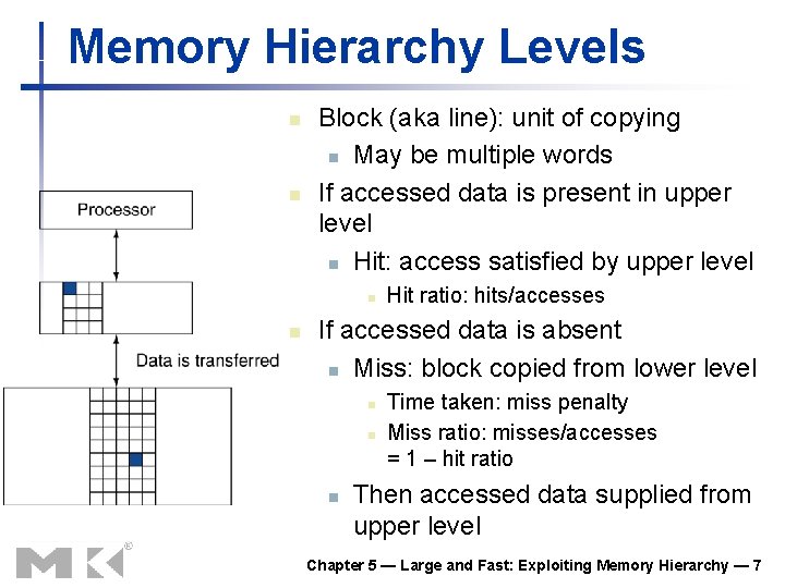 Memory Hierarchy Levels n n Block (aka line): unit of copying n May be Memory Hierarchy Levels n n Block (aka line): unit of copying n May be