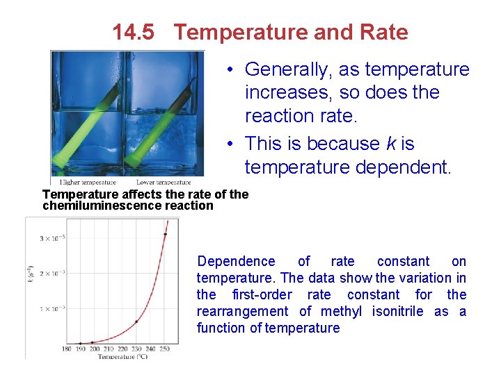 14. 5 Temperature and Rate • Generally, as temperature increases, so does the reaction