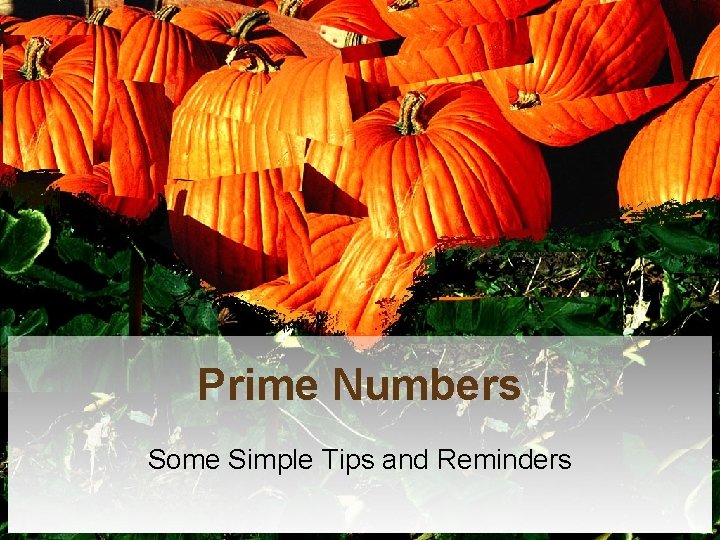 Prime Numbers Some Simple Tips and Reminders 