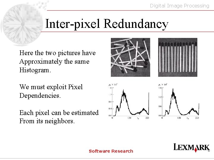 Digital Image Processing Inter-pixel Redundancy Here the two pictures have Approximately the same Histogram.