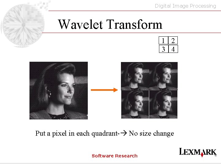 Digital Image Processing Wavelet Transform 1 2 3 4 Put a pixel in each