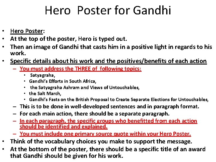 Hero Poster for Gandhi • Hero Poster: • At the top of the poster,