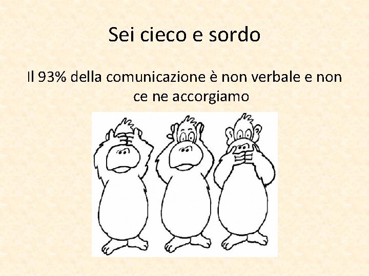 Sei cieco e sordo Il 93% della comunicazione è non verbale e non ce