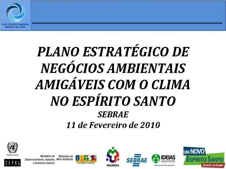 PLANO ESTRATÉGICO DE NEGÓCIOS AMBIENTAIS AMIGÁVEIS COM O CLIMA NO ESPÍRITO SANTO SEBRAE 11