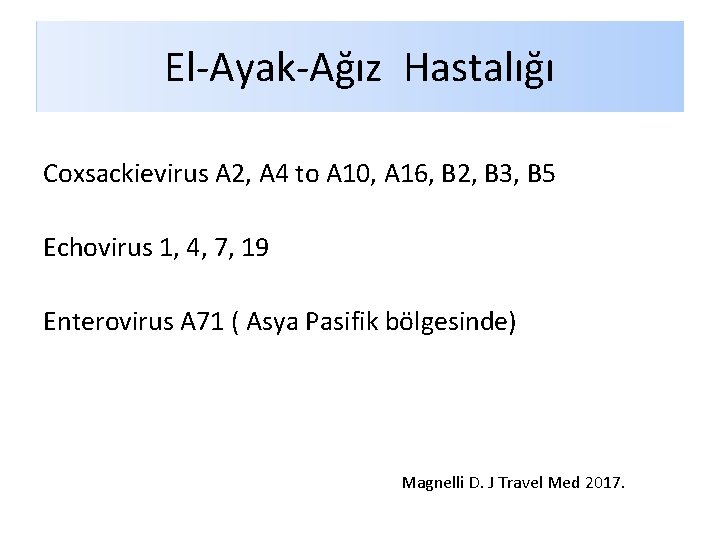 El-Ayak-Ağız Hastalığı Coxsackievirus A 2, A 4 to A 10, A 16, B 2, El-Ayak-Ağız Hastalığı Coxsackievirus A 2, A 4 to A 10, A 16, B 2,