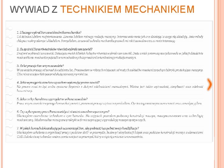 WYWIAD Z TECHNIKIEM MECHANIKIEM 