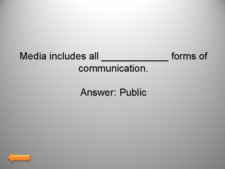 Media includes all ______ forms of communication. Answer: Public 