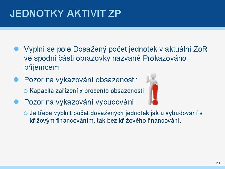 JEDNOTKY AKTIVIT ZP Vyplní se pole Dosažený počet jednotek v aktuální Zo. R ve