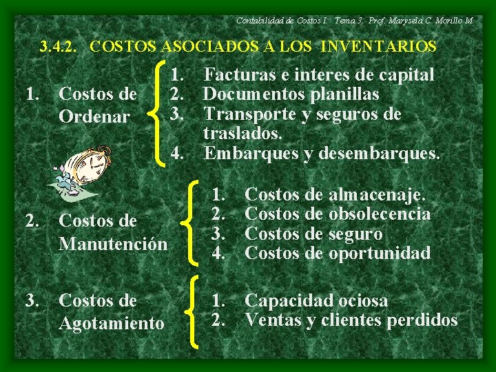 Contabilidad de Costos I. Tema 3. Prof. Marysela C. Morillo M. 3. 4. 2.