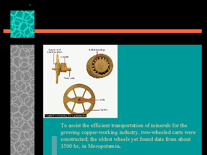 To assist the efficient transportation of minerals for the growing copper-working industry, two-wheeled carts