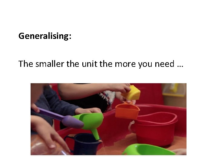 Generalising: The smaller the unit the more you need … 
