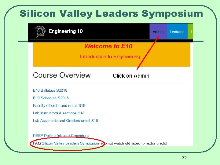 Silicon Valley Leaders Symposium Click on Admin 32 