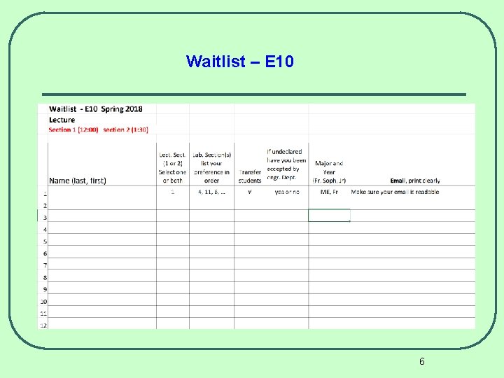 Waitlist – E 10 6 