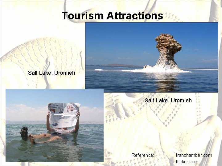 Tourism Attractions Salt Lake, Uromieh Reference: iranchamber. com flicker. com 