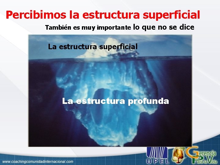 Percibimos la estructura superficial También es muy importante lo que no se dice La