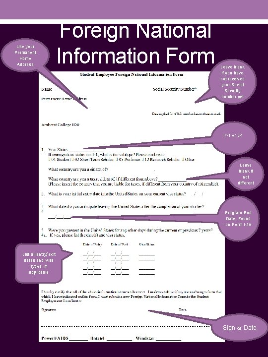 Use your Permanent Home Address Foreign National Information Form Leave blank if you have