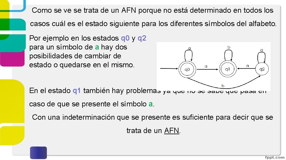 Como se ve se trata de un AFN porque no está determinado en todos Como se ve se trata de un AFN porque no está determinado en todos