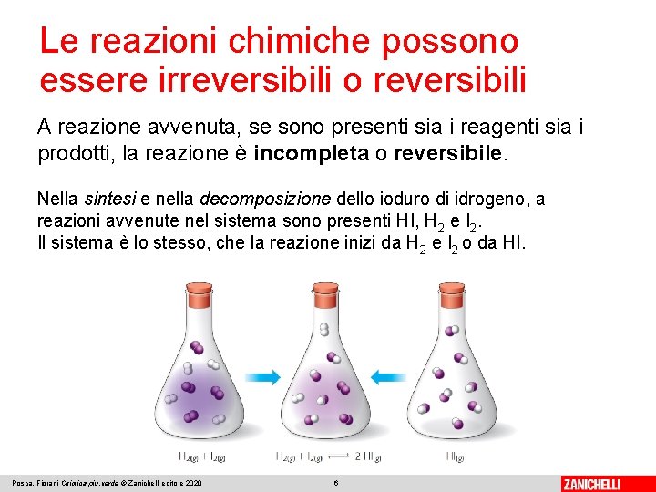 Le reazioni chimiche possono essere irreversibili o reversibili A reazione avvenuta, se sono presenti