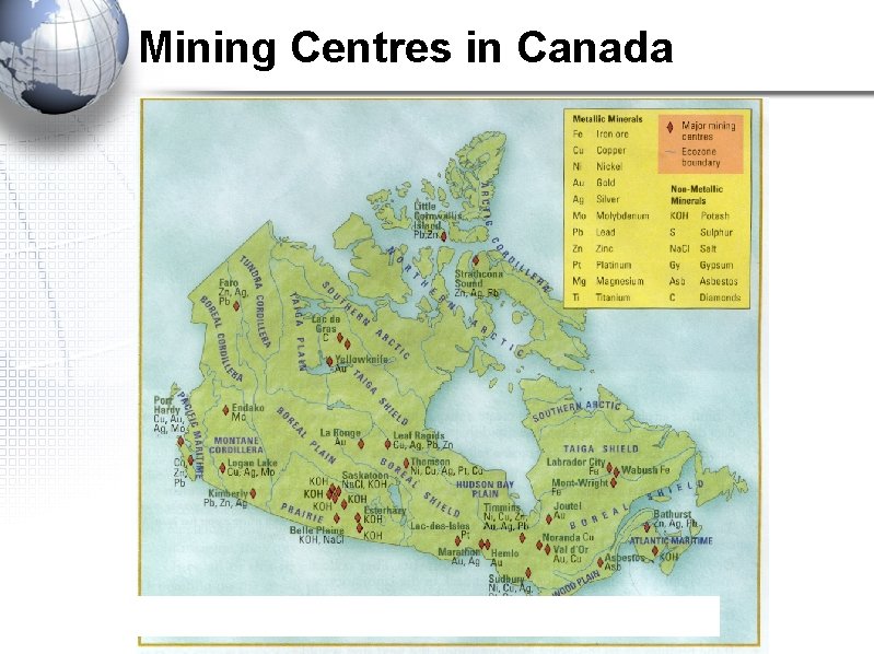 Mining Centres in Canada 