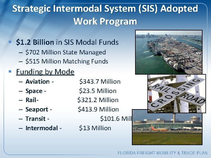 Strategic Intermodal System (SIS) Adopted Work Program § $1. 2 Billion in SIS Modal