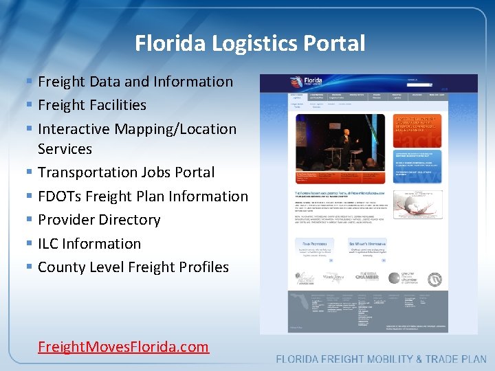 Florida Logistics Portal § Freight Data and Information § Freight Facilities § Interactive Mapping/Location