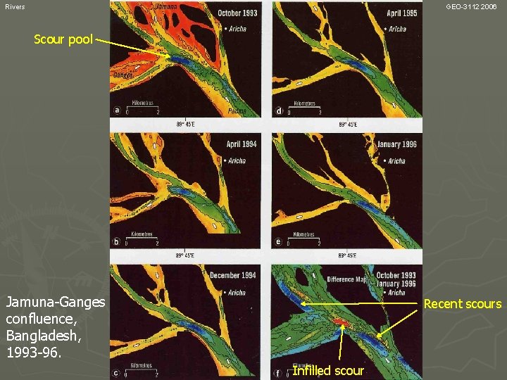 Rivers GEO-3112 2006 Scour pool Jamuna-Ganges confluence, Bangladesh, 1993 -96. Recent scours Infilled scour