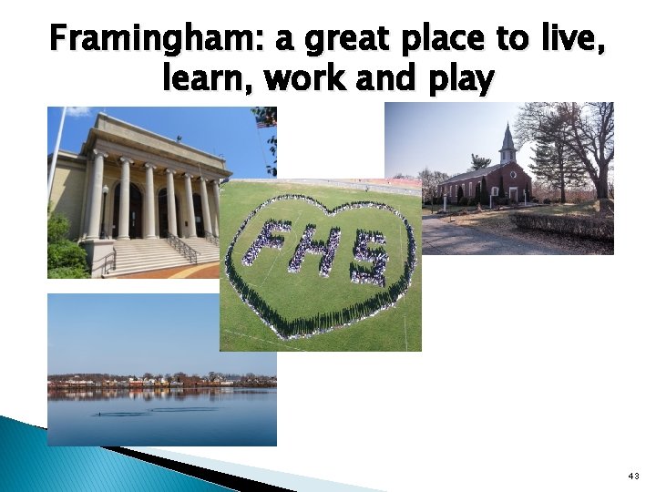 Framingham: a great place to live, learn, work and play 43 