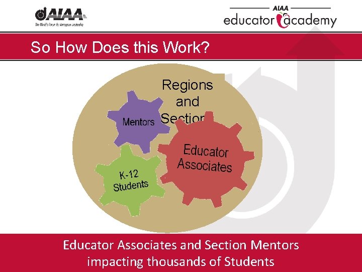 So How Does this Work? Regions and Sections Educator Associates and Section Mentors impacting