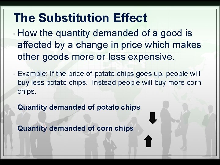 The Substitution Effect • How the quantity demanded of a good is affected by