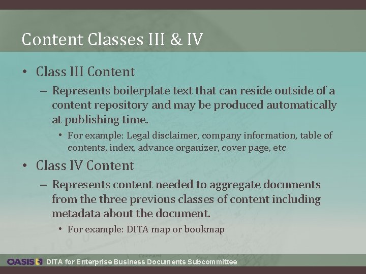 Content Classes III & IV • Class III Content – Represents boilerplate text that Content Classes III & IV • Class III Content – Represents boilerplate text that