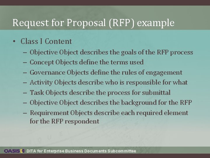 Request for Proposal (RFP) example • Class I Content – – – – Objective Request for Proposal (RFP) example • Class I Content – – – – Objective
