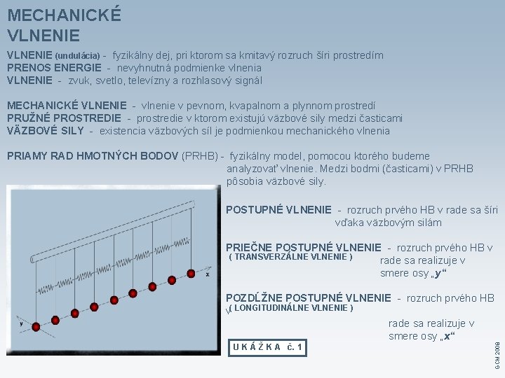 MECHANICKÉ VLNENIE (undulácia) - fyzikálny dej, pri ktorom sa kmitavý rozruch šíri prostredím PRENOS MECHANICKÉ VLNENIE (undulácia) - fyzikálny dej, pri ktorom sa kmitavý rozruch šíri prostredím PRENOS
