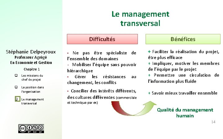 Le management transversal Stéphanie Delpeyroux Professeur Agrégé En Economie et Gestion Chapitre 1 q