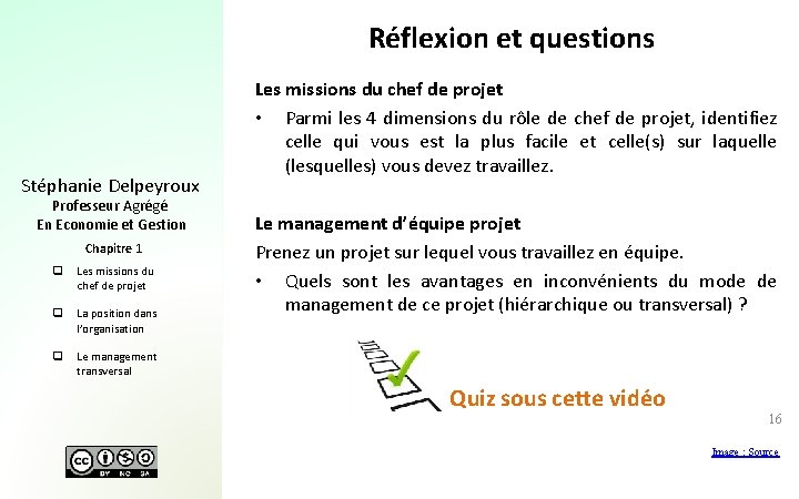 Réflexion et questions Stéphanie Delpeyroux Professeur Agrégé En Economie et Gestion Chapitre 1 q