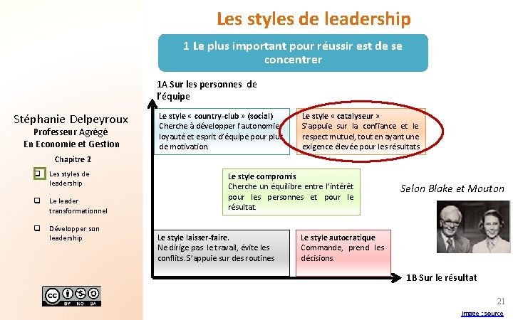 Les styles de leadership 1 Le plus important pour réussir est de se concentrer