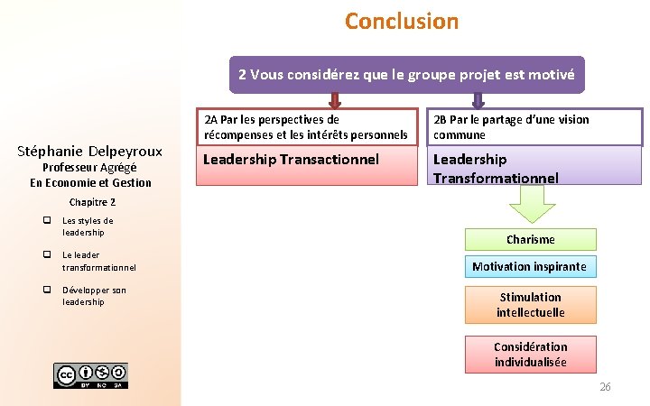 Conclusion 2 Vous considérez que le groupe projet est motivé Stéphanie Delpeyroux Professeur Agrégé