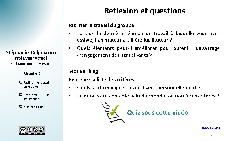 Réflexion et questions Stéphanie Delpeyroux Professeur Agrégé En Economie et Gestion Chapitre 3 q