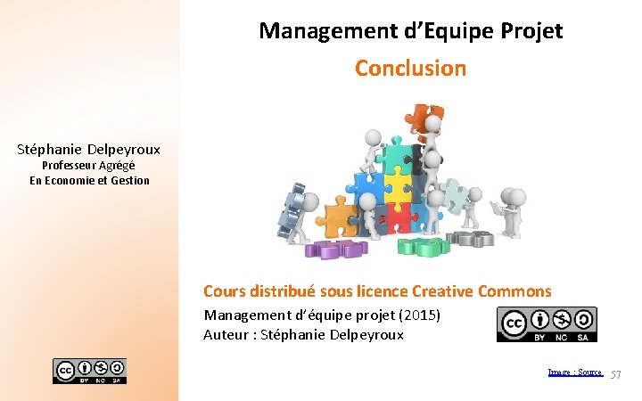 Management d’Equipe Projet Conclusion Stéphanie Delpeyroux Professeur Agrégé En Economie et Gestion Cours distribué