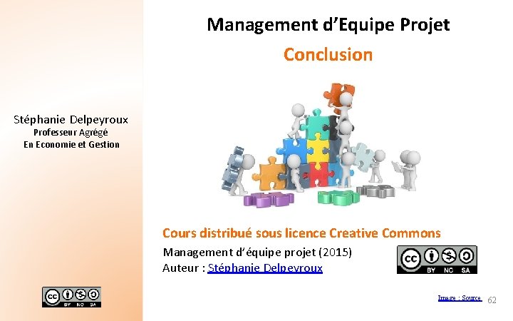 Management d’Equipe Projet Conclusion Stéphanie Delpeyroux Professeur Agrégé En Economie et Gestion Cours distribué