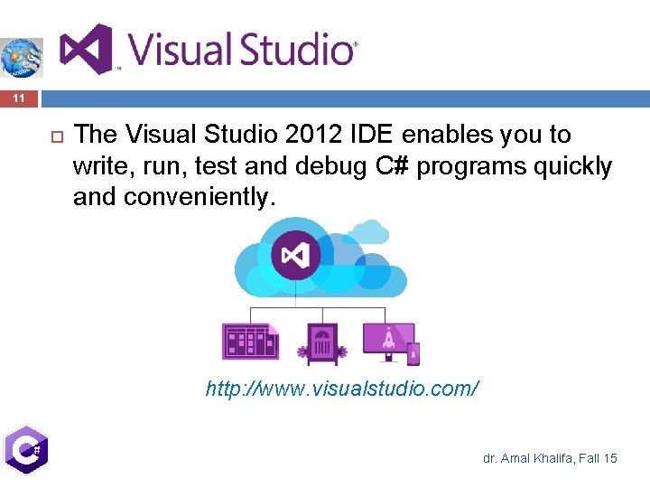 11 The Visual Studio 2012 IDE enables you to write, run, test and debug 11 The Visual Studio 2012 IDE enables you to write, run, test and debug