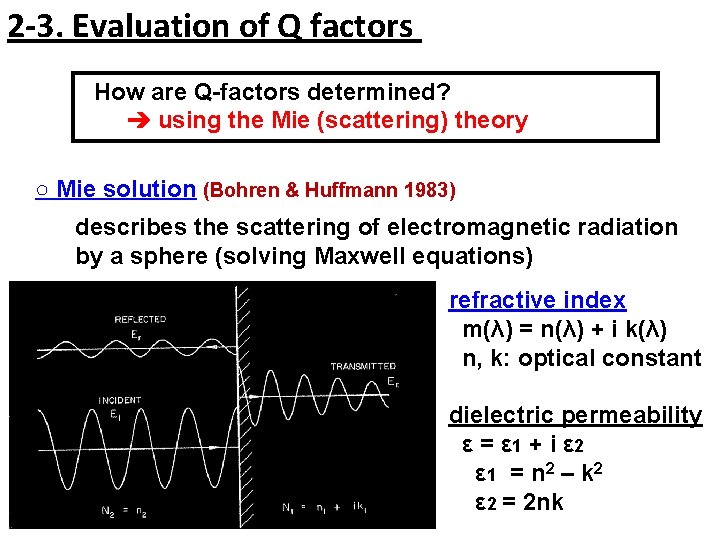 2 -3. Evaluation of Q factors How are Q-factors determined? ➔ using the Mie