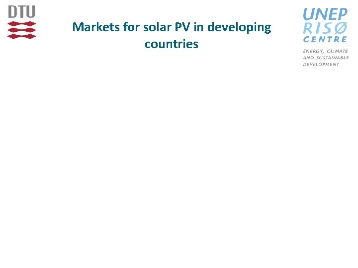Markets for solar PV in developing countries 