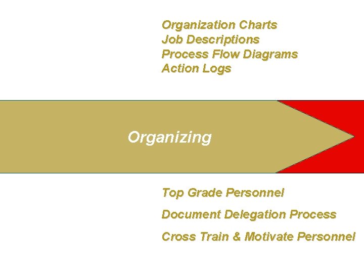 Organization Charts Job Descriptions Process Flow Diagrams Action Logs Organizing Top Grade Personnel Document