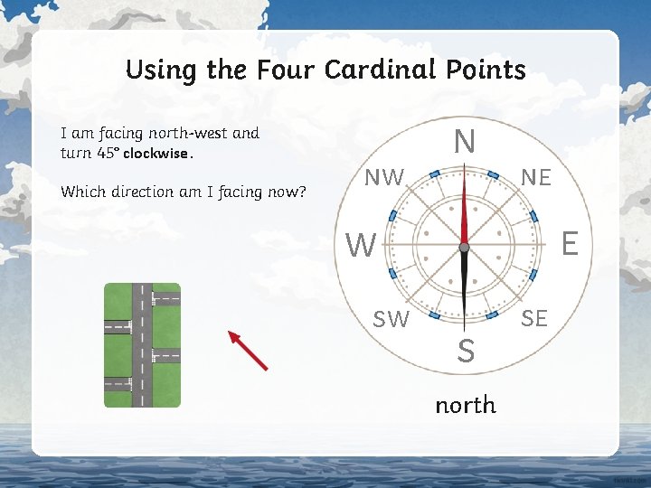 Using the Four Cardinal Points I am facing north-west and turn 45° clockwise. Which