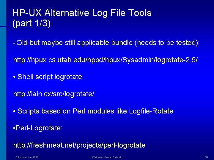 HP-UX Alternative Log File Tools (part 1/3) • Old but maybe still applicable bundle