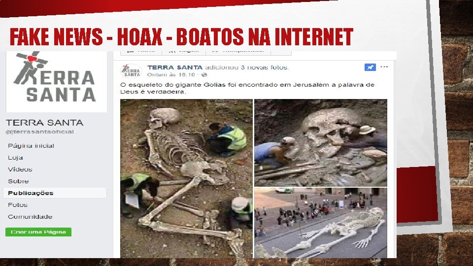 FAKE NEWS - HOAX - BOATOS NA INTERNET 